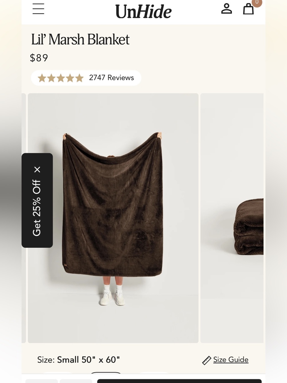 Unhide Lil' Marsh Small Blanket in Dark Brown (Chocolate Hare)